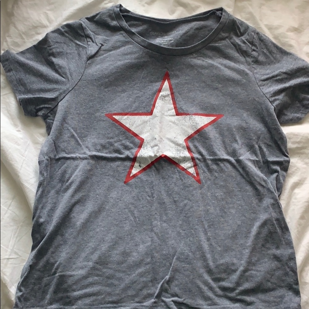 red and white star tee